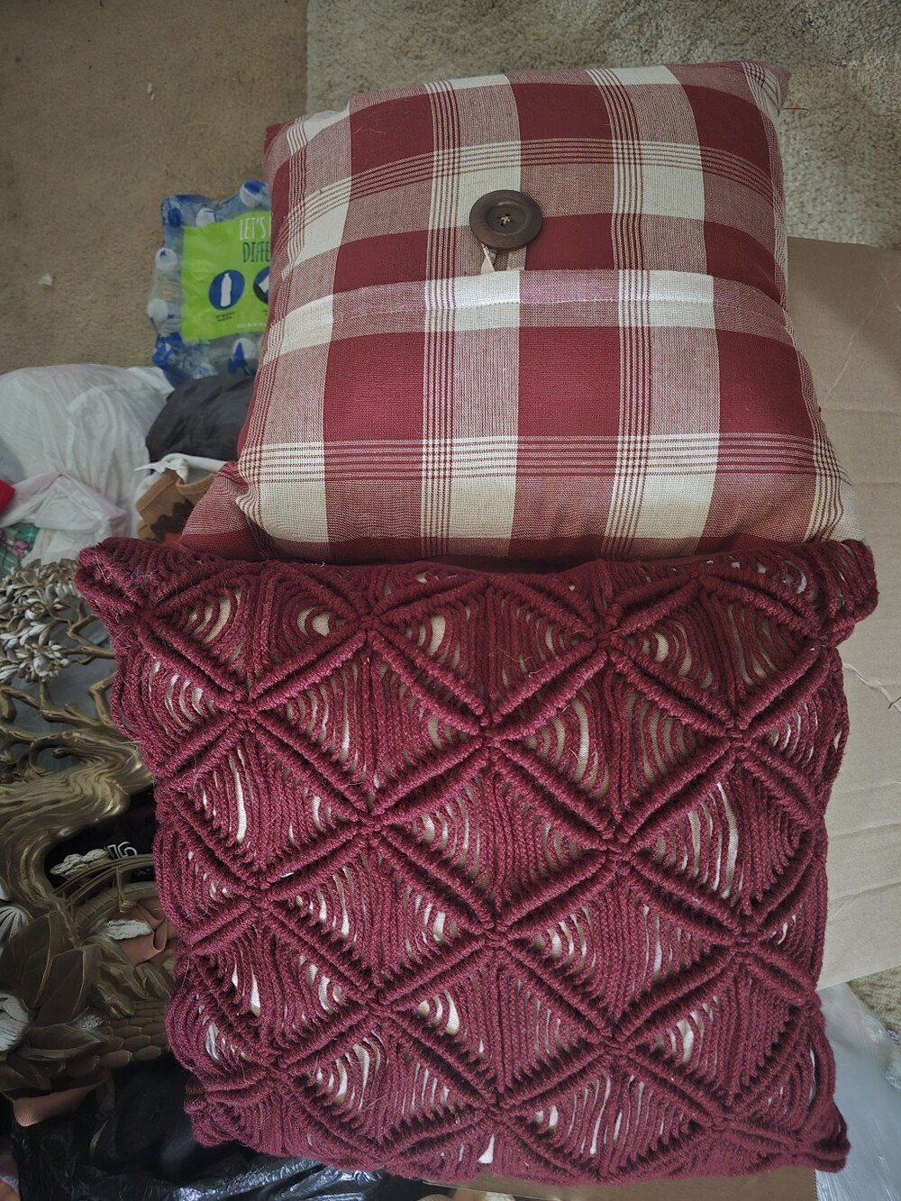 Burgandy And Beige Decorative Pillows